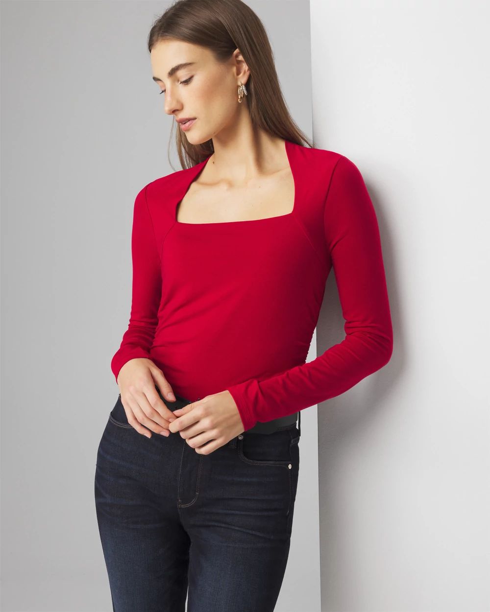 Square Neck Ruched Top | White House Black Market